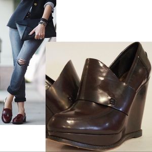 SAM EDELMAN Deanna brown leather wedge loafer